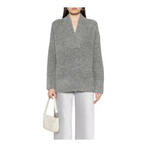 Vince Gray Crimped Shawl Collar Sweater Cozy Oversized Alpaca Blend Women's XS